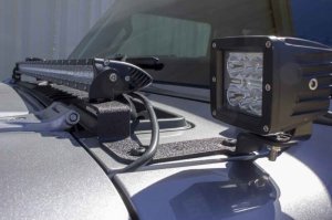 Jeep Gladiator JT Auxiliary Light Mounting Bracket - Fishbone Offroad - Cowl Light Brackets FB211110 - Black textured powder coat - `20-`27